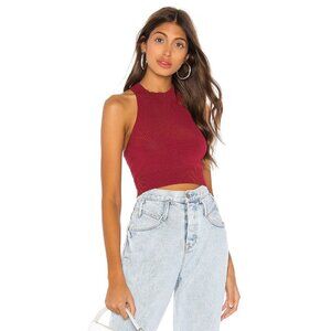 SUPERDOWN Joelle Burgundy Red Knit Cropped O-Ring Back Tank Top, Size S